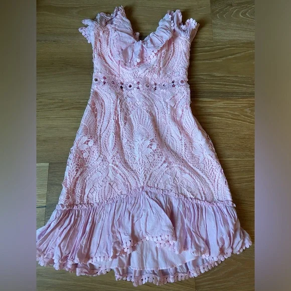 chinese dress ladies Madara Laced Back Ruffle Dress Hot Pink main image 0